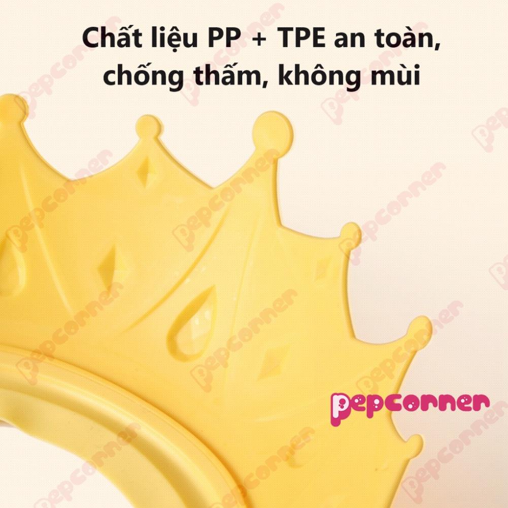 Mũ gội đầu chắn nước bảo vệ tai và mắt hình vương miện, nón tắm có thể điều chỉnh vòng đầu, chất liệu  PP + TPE cao cấp