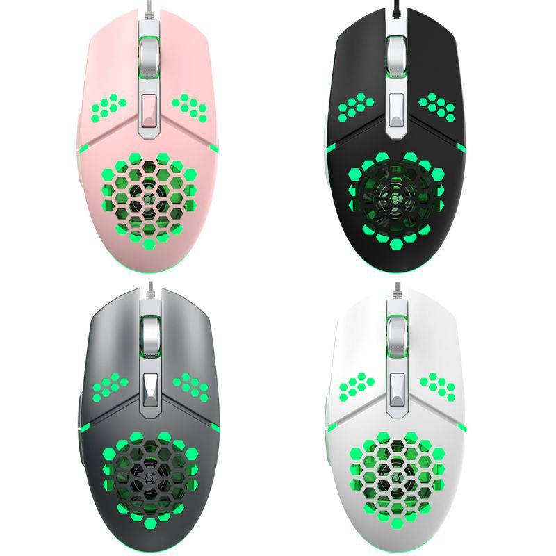 2000DPI RGB LED Gaming Wired USB Mouse Fan Lightweight Honeycomb Hollow-out Mice