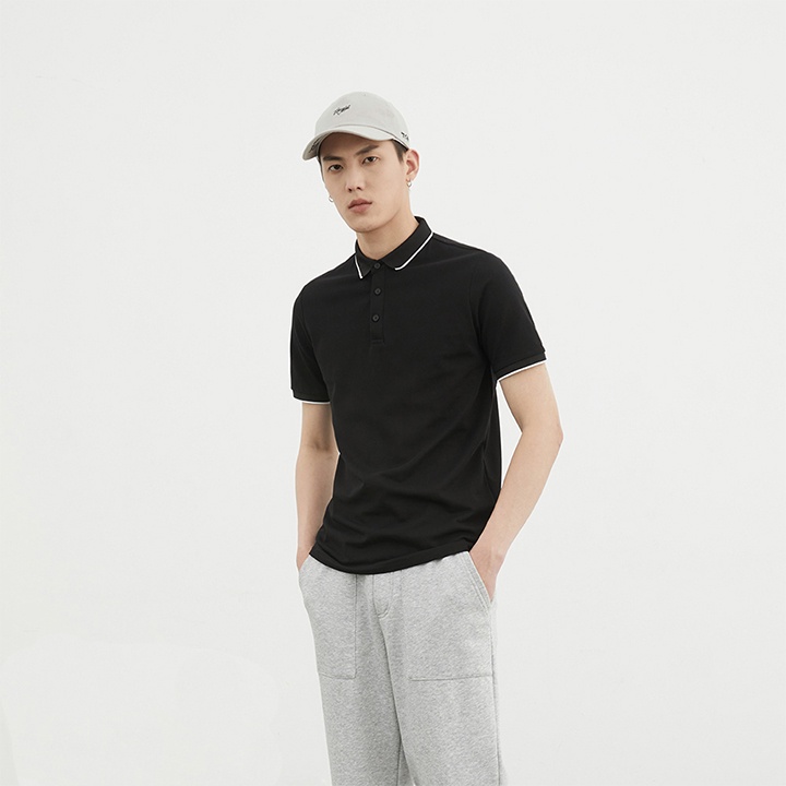 Áo thun POLO nam màu đen phối viền trắng vải cá sấu Cotton xuất xịn, chuẩn form trẻ trung, thanh lịch - Trady Fashion