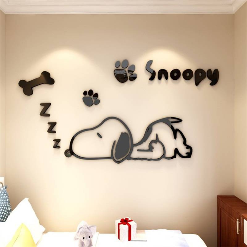 Snoopy hoạt hình hoạt hình phòng trẻ em phòng ngủ phòng bé trai trang trí tường acrylic stereo 3d dán tường