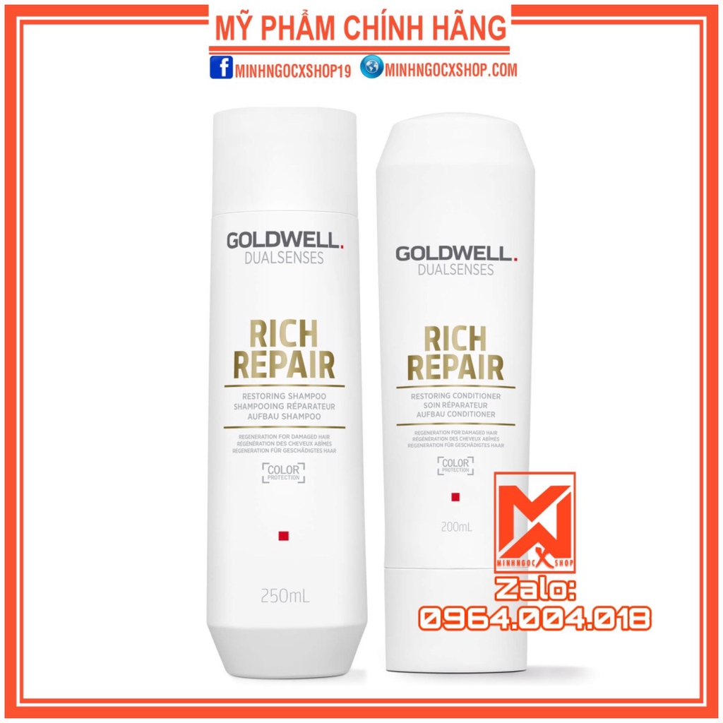 GOLDWELL DẦU GỘI XẢ PHỤC HỒI GOLDWELL RICH REPAIR 200 + 250ML CHÍNH HÃNG