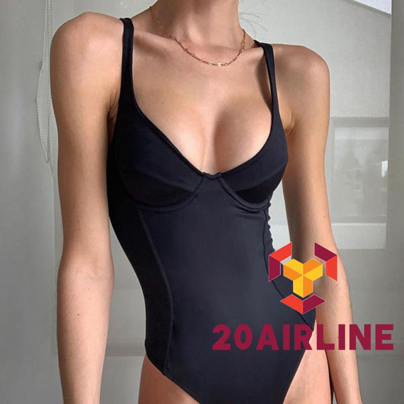 ♀Hy♠Áo Liền Quần Màu Trơn Cổ Chữ V Sâu Không Tay Nâng Ngực Cho Nữ | BigBuy360 - bigbuy360.vn