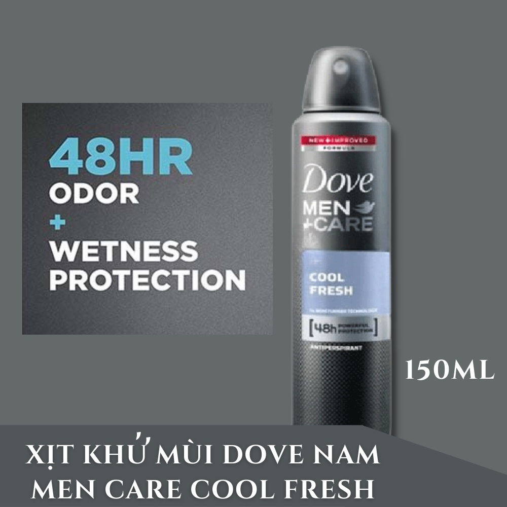 Xịt khử mùi Dove nam Men Care Cool Fresh 150ml mùi hương thể thao nam tính, mát lạnh