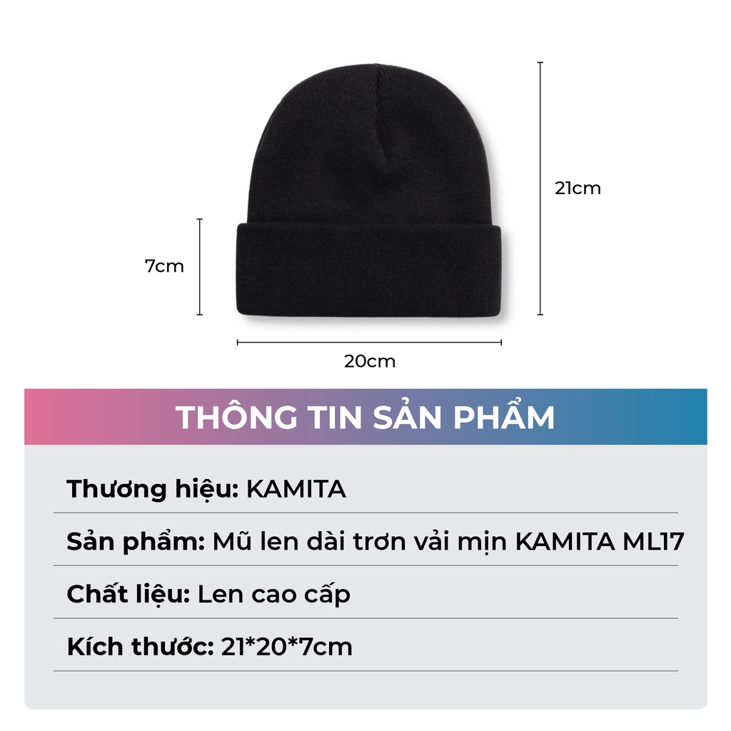 Mũ Len Dài Trơn Beanie Cao Cấp KAMITA Thời Trang Hàn Quốc, Nón Len Đẹp Unisex Nam Nữ Giá Rẻ Mùa Đông Nhiều Màu ML17