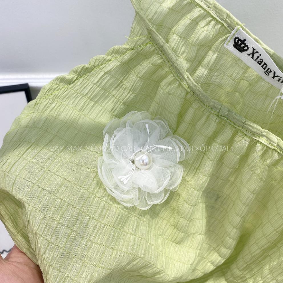 [ 𝐅𝐑𝐄𝐄 𝐒𝐇𝐈𝐏 ]  ĐẦM MAXI CỔ YẾM DÍNH HOA SANG CHẢNH ĐẦM SUÔNG THỤNG NỮ