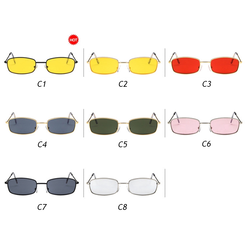 Kính Mát Gọng Chữ Nhật Nhỏ Màu Kẹo Ngọt Phong Cách Retro Hàn Quốc