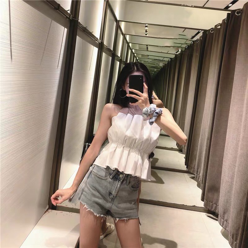 Áo croptop quây ngực ulzzang xếp ly sang chảnh | BigBuy360 - bigbuy360.vn