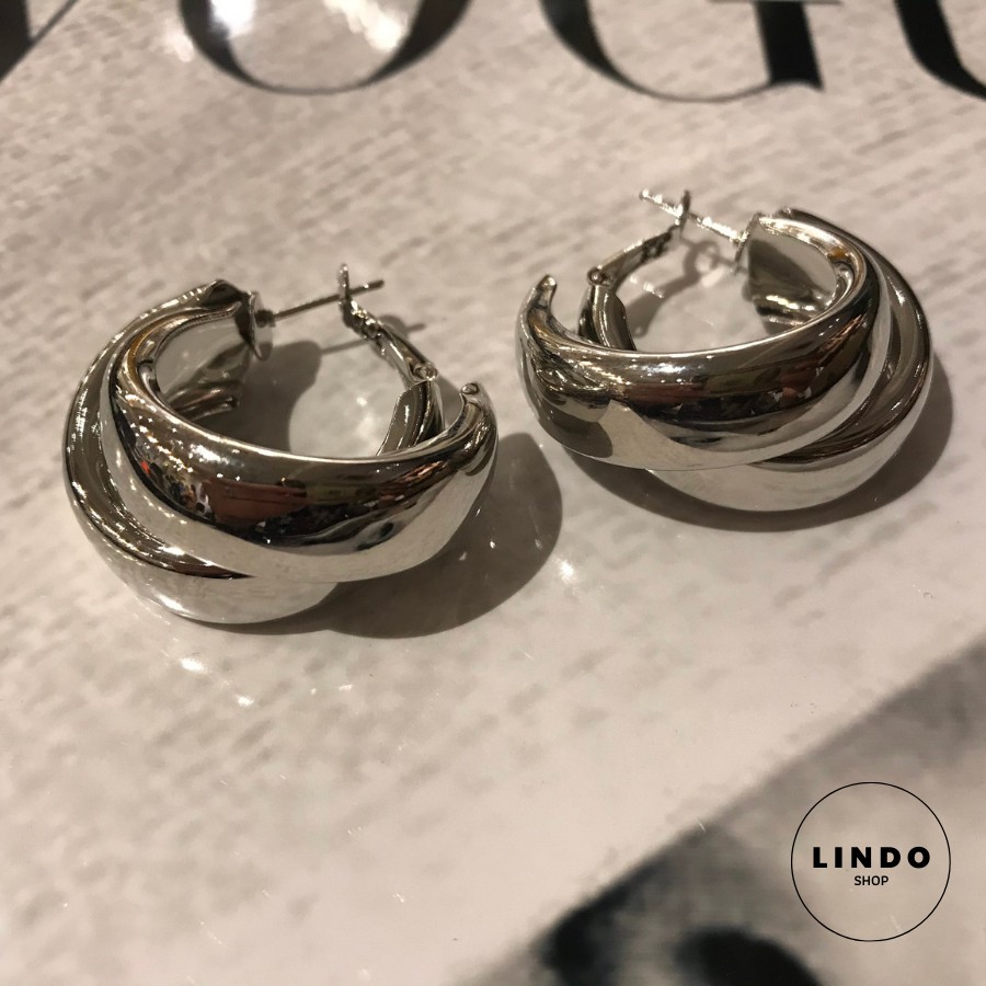 Khuyên tai nữ tròn bản to Luxuxy LINDO