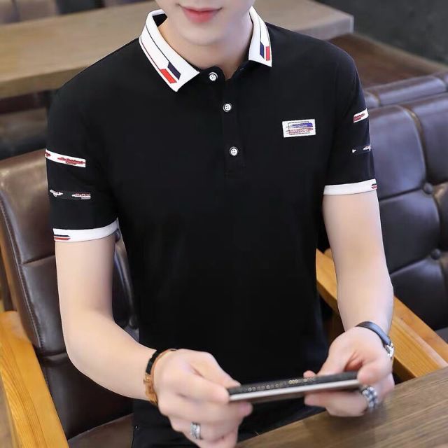 Áo Thun Nam Có Cổ Chất Đẹp 3 Màu Trắng Đen Xanh