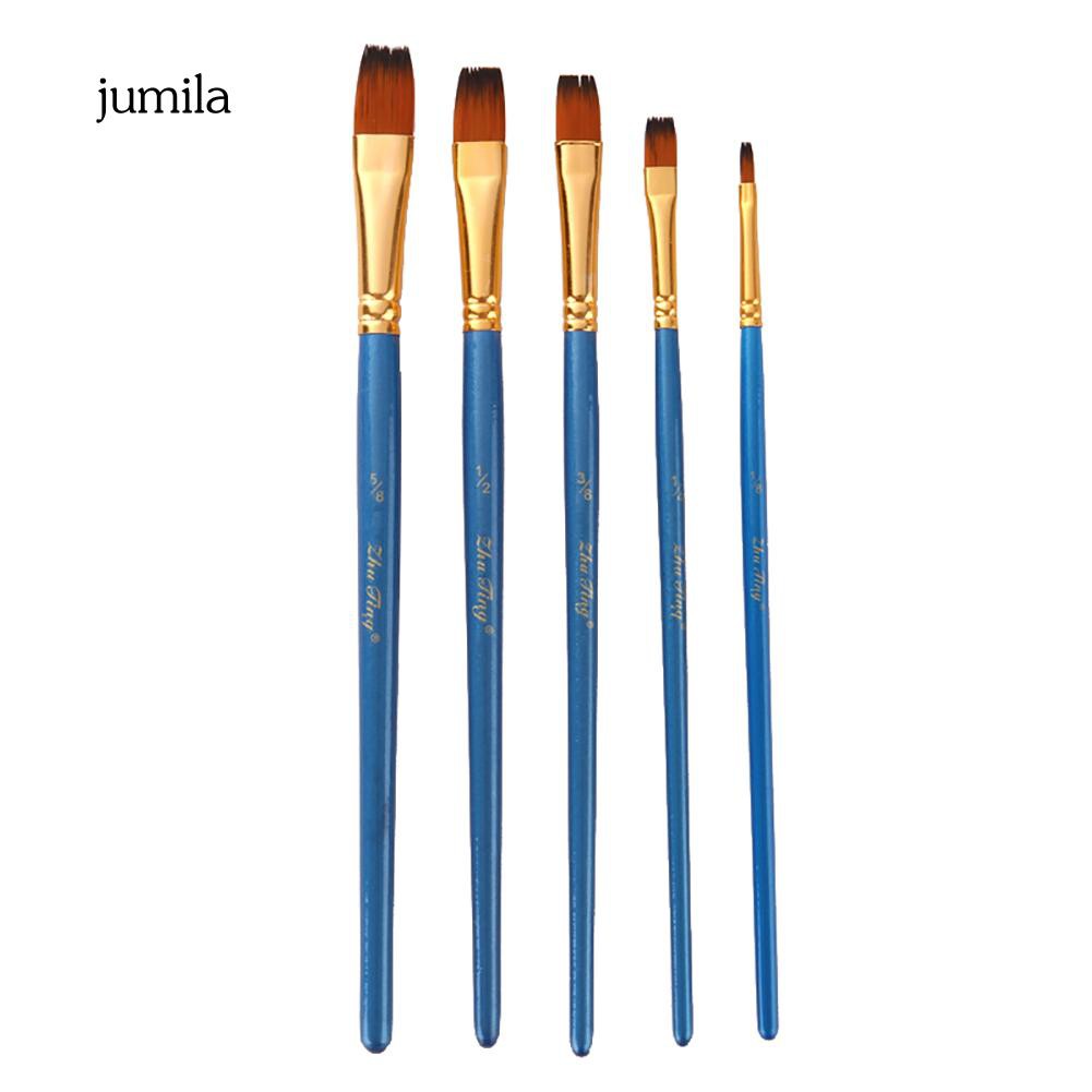 Set 5 cọ vẽ tô màu nước/màu dầu/acrylic với lông sợi nylon chuyên dụng