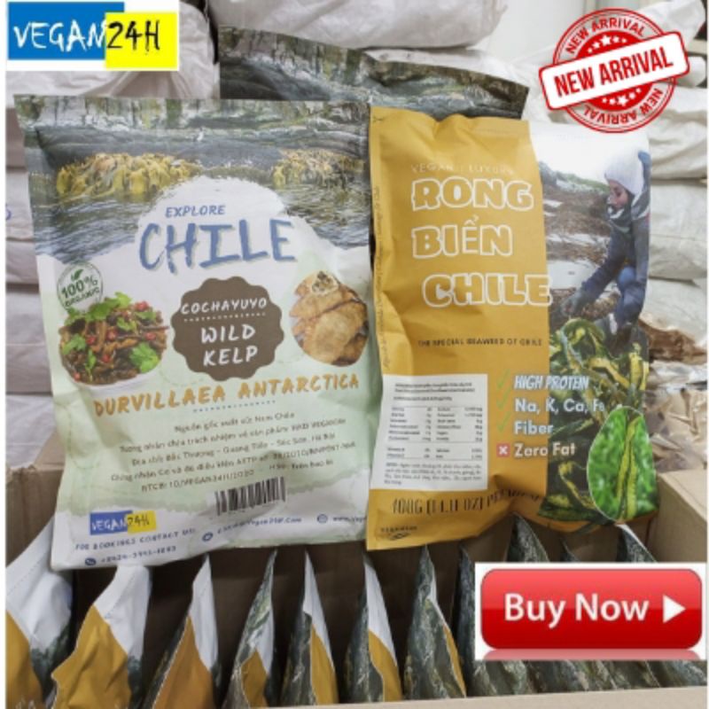 Tảo xoắn Chile loại 1, Rong biển Chile tảo biển Chi Lê cao cấp - VEGAN24H tặng kèm gia vị Chile nấu nhanh ăn ngay
