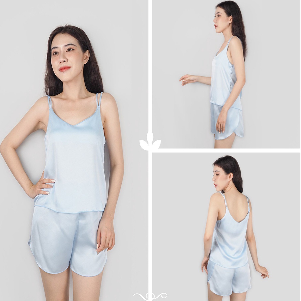 Đồ ngủ lụa, đồ ngủ nữ hai dây lụa satin mềm mịn size 40-65kg