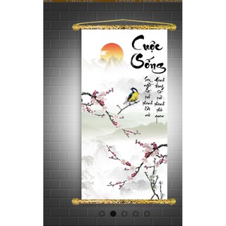 Tranh Liễn  -Tranh  Thư Pháp  – Vải canvas cao cấp nẹp sáo gỗ tự nhiên nhiều mẫu thiết kế-  GIÁ XƯỞNG