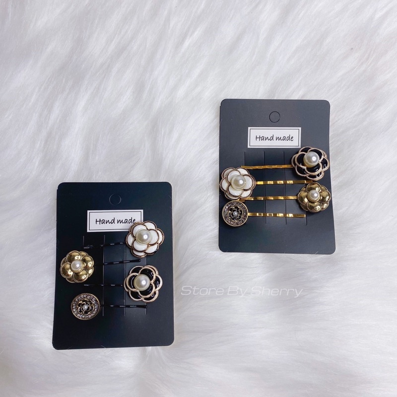 Set 4 chiếc kẹp tóc hoa trà