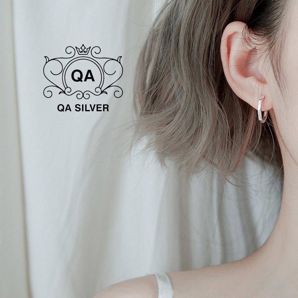 Khuyên tai bạc 925 hình học bát giác 8 cạnh bông nam nữ đa giác S925 GEOMETRIC Silver Earrings QA SILVER EA191010