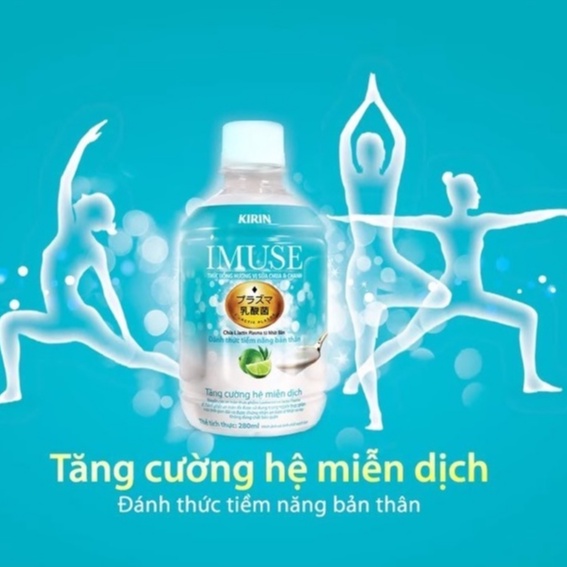 [SIÊU THỰC PHẨM CHO PHÁI NỮ] Lốc 6 chai nước uống KIRIN iMUSE 280ml- chứa lợi khuẩn Lactis Plasma.