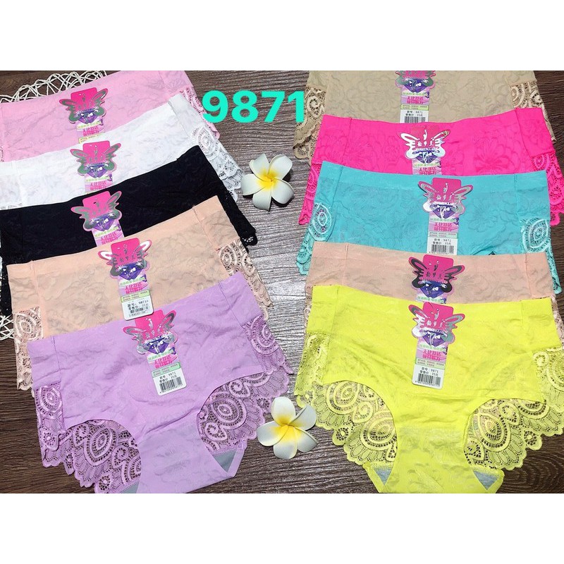 Quần lót đúc su phối ren cao cấp 9871, quần lót su hoa cực đẹp phối ren độc đáo