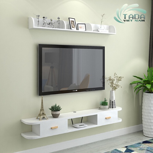 Kệ tivi treo tường phòng khách, phòng ngủ thiết kế bo viền 2 cánh lật sang trọng chất liệu gỗ MDF mã TADA-ZPTT12