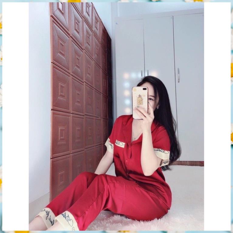 Bộ Lụa Chữ Ký-Tay Ngắn Quần Dài-Hàng Lụa Siêu Đẹp Vải Mềm, Mặc Thoáng, Mát