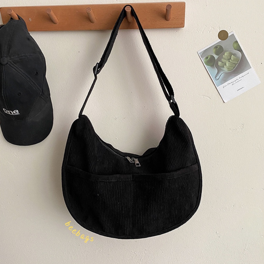 Túi Đeo Chéo Cá Tính Vải Nhung Đi Học, Đi Chơi Phù Hợp Mọi Outfit | TX28 | Túi Xách Unisex Basic Màu Xanh Dương Và Đen