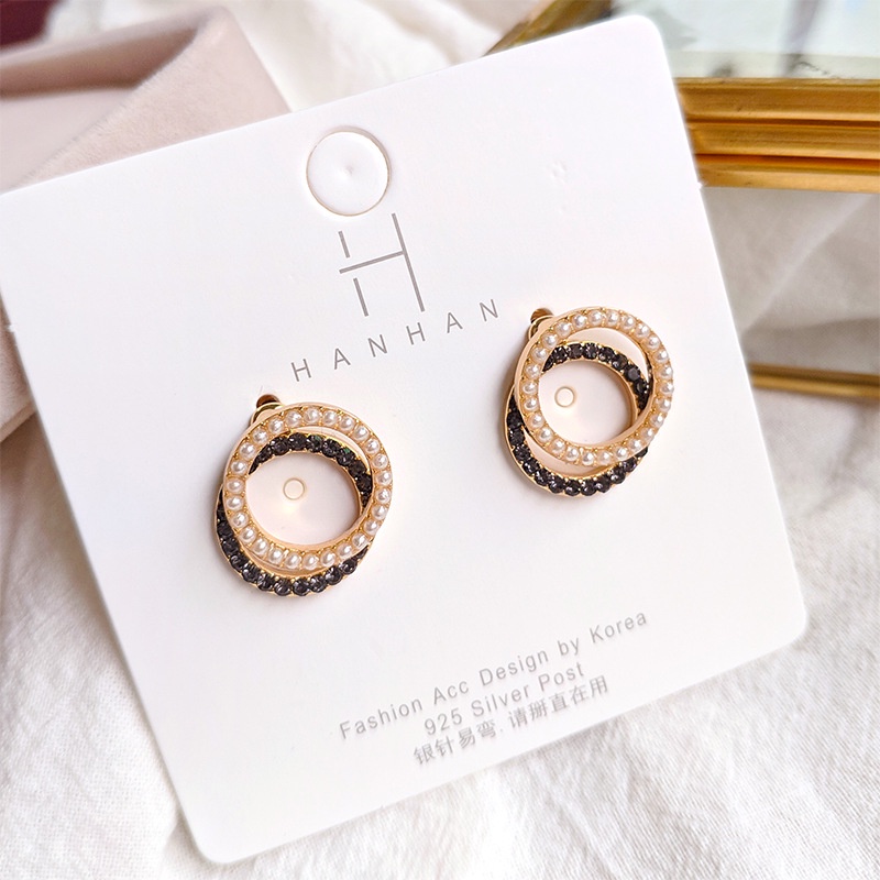 Bông Tai Ngọc Trai Hình Vuông Phong Cách Hàn Quốc Cho Nữ