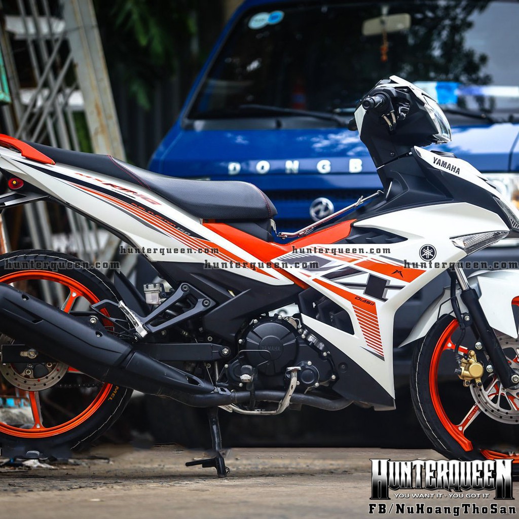 Tem rời MX King 2021. Decal cao cấp, bộ kit dán xe Exciter 150 trắng cam
