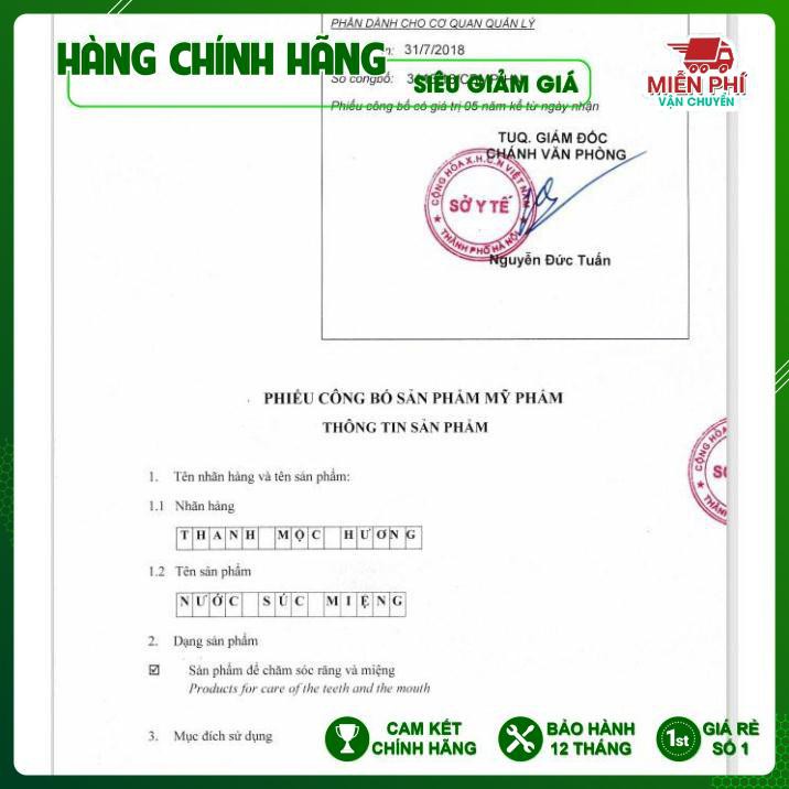 [HẾT TỤT LỢI, VIÊM LƠI, SÂU RĂNG, CHÍNH HÃNG] Nước Súc Miệng Thanh Mộc Hương