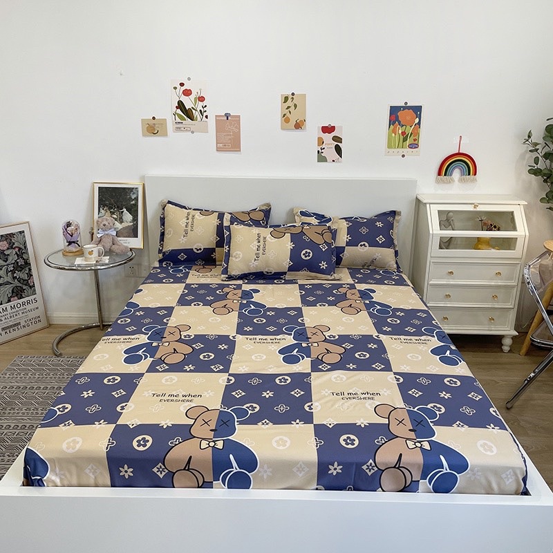 Bộ chăn ga gối cotton poly hàn quốc-chăn ga gối poly nhập khẩu chất mềm không xù lông MỚI