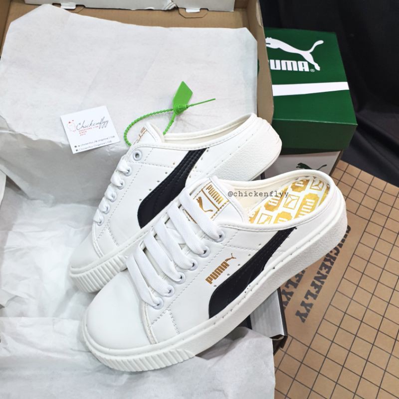 Giày dép PM TRẮNG VẠCH ĐEN ĐẠP GÓT fenty