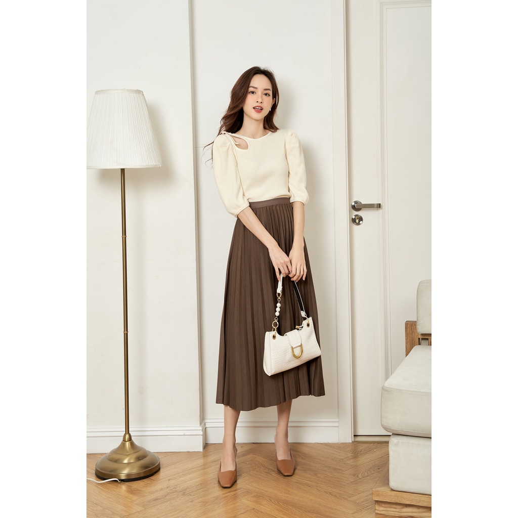 Chân váy midi xếp ly cạp liền TIIN STORE G21060 | BigBuy360 - bigbuy360.vn