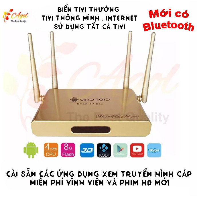 thiết bị biến tivi thường thành tivi thông minh android tivi box 4 anten mới có bluetooth cài sẵn các ứng dụng giải trí