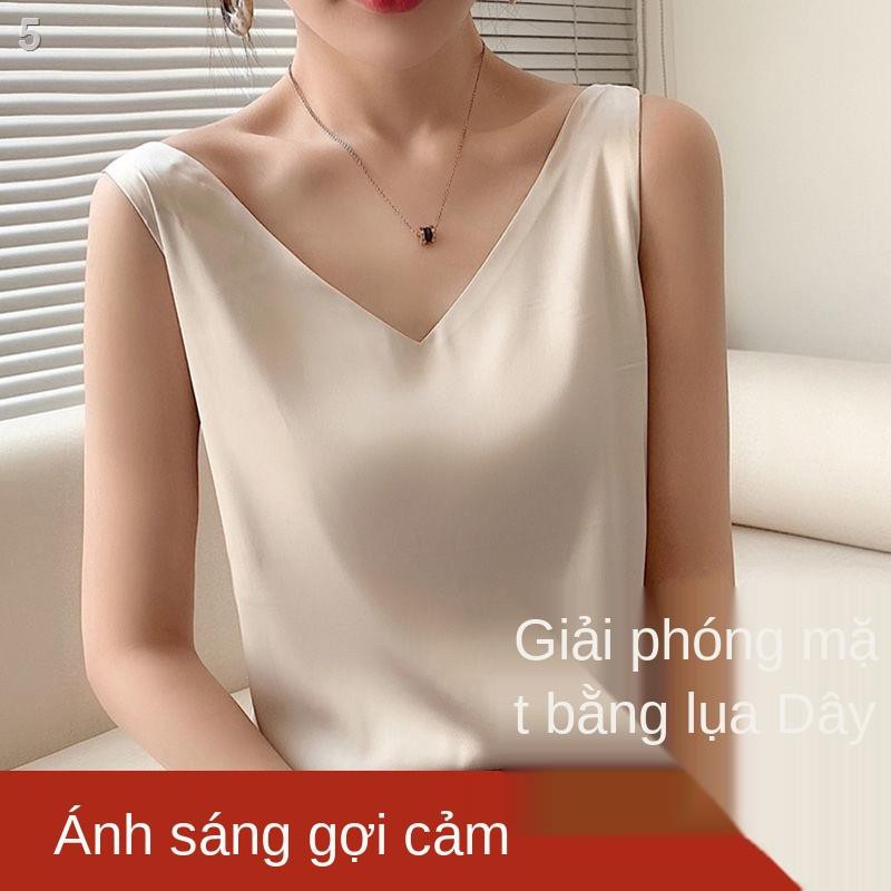 Lụa treo áo vest nữ bên trong phù hợp với mùa hè cổ chữ v dưới satin sexy mặc kích thước lớn