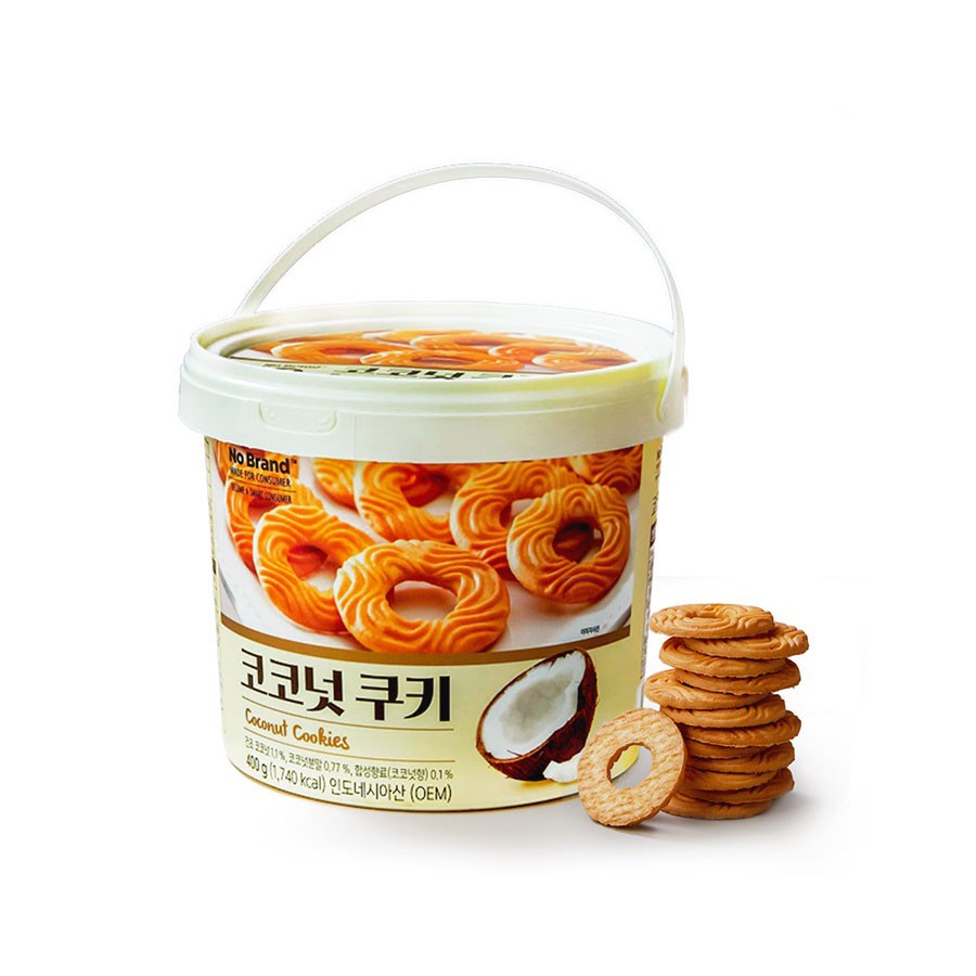 [4 vị] Bánh quy xô khổng lồ No Brand Hàn Quốc 400g (vị bơ, socola chip, dừa &amp; bơ đậu phộng), đồ ăn vặt ngon rẻ