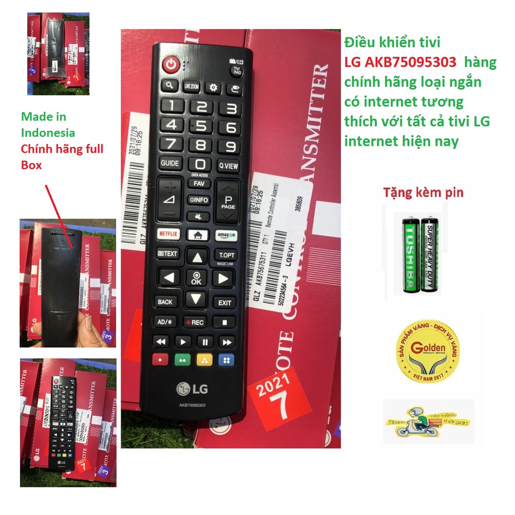 Điều khiển tivi LG AKB75095303 chính hãng nguyên hộp  Made in indonesia có mạng internet loại ngắn