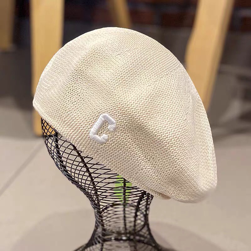 Nón beret Phối Lưới In Chữ C Thời Trang Nhật Bản Xinh Xắn Cho Nữ