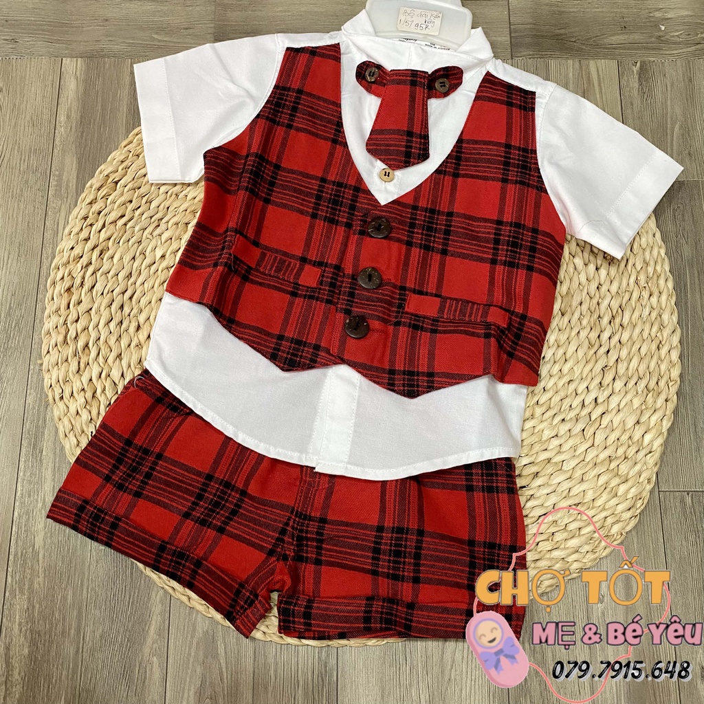 Set Áo Sơ Mi , Vest Short bé trai kèm cà vạt