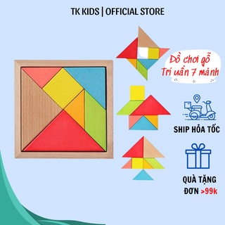 Đồ chơi gỗ xếp hình Vivitoys trí uẩn cho bé rèn luyện sáng tạo an toàn cho bé màu sắc tươi sáng 7 mảnh