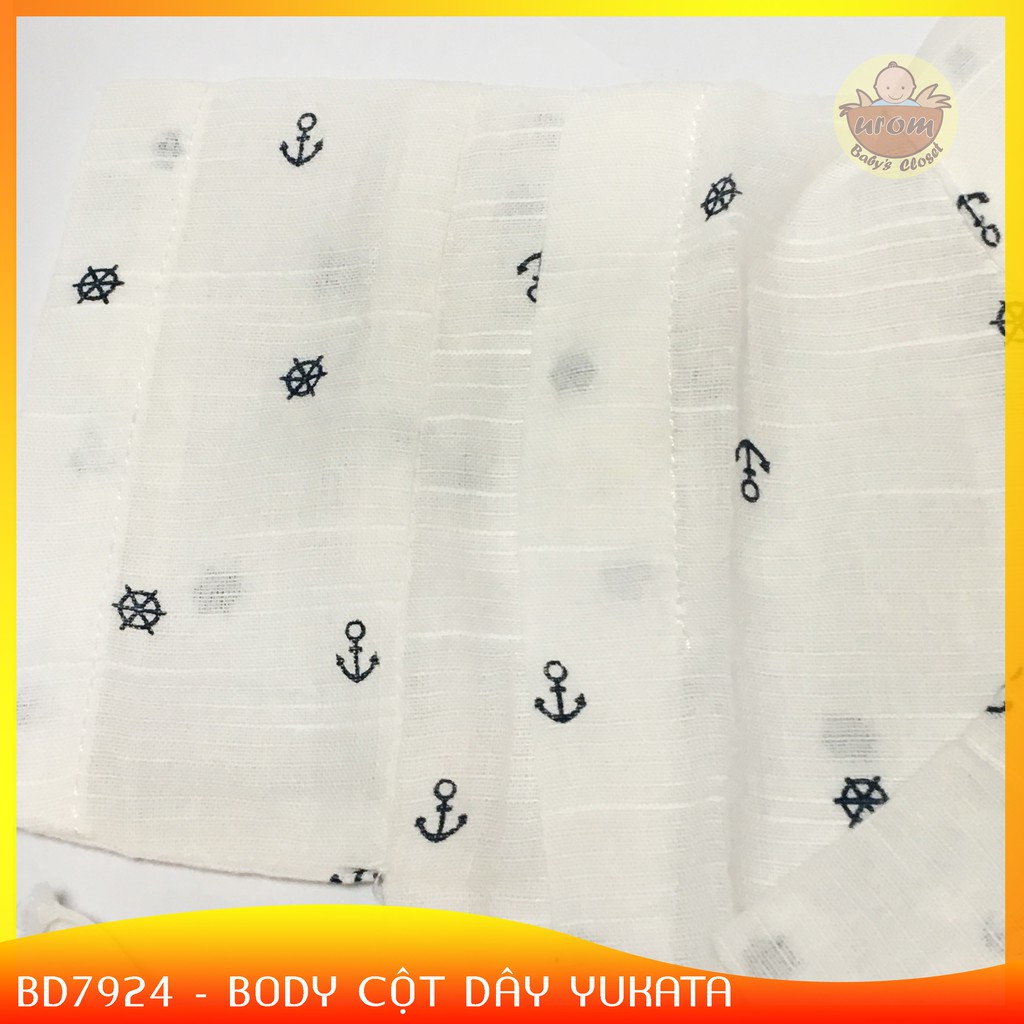 Bộ áo liền quần cho bé sơ sinh đến 2 tuổi vải xô cotton kiểu yukata cột dây