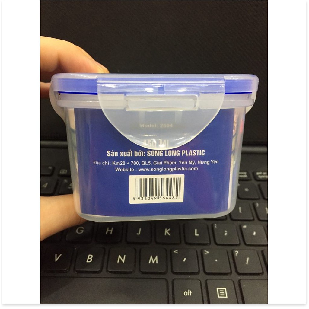 Hộp bảo quản thực phẩm 4 khóa nhựa song long SL2504 dung tích 450ml