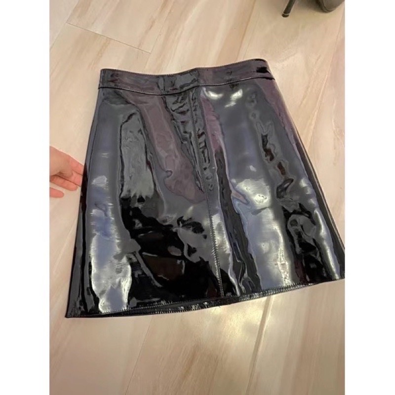 Chân Váy Da Cao Cấp Bóng Cứng Chữ A