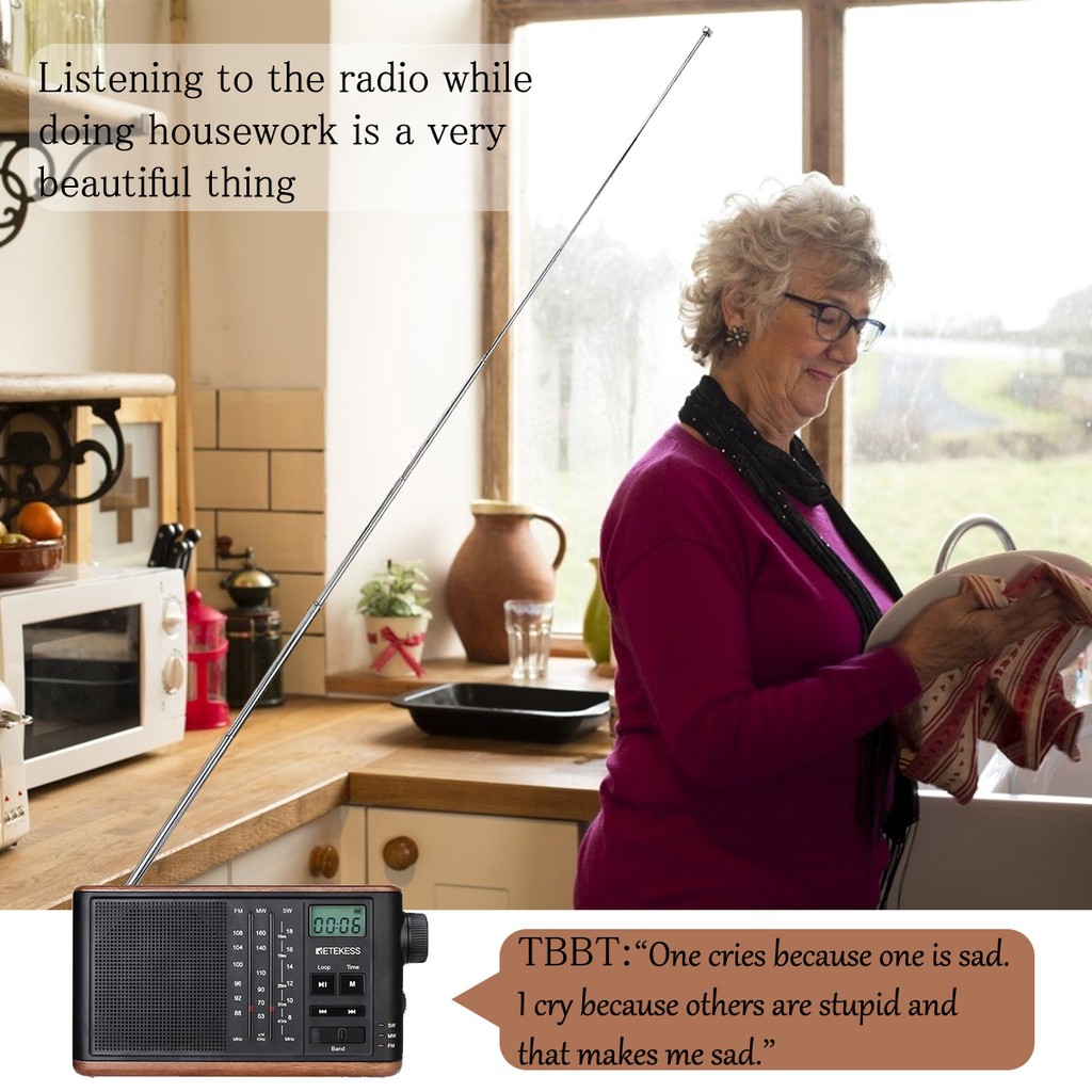 ✙☬Đài Radio FM / MW SW Retekess TR613 hỗ trợ thẻ TF USB với cổng cắm tai nghe 3.5mm nhỏ gọn phong cách cổ điển