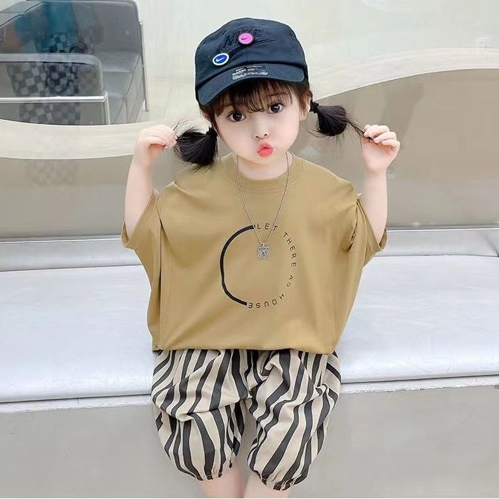 Set Áo Thun Tay Ngắn + Quần Dài Thiết Kế Mỏng Thời Trang Mùa Hè Dành Cho Bé Gái 2022