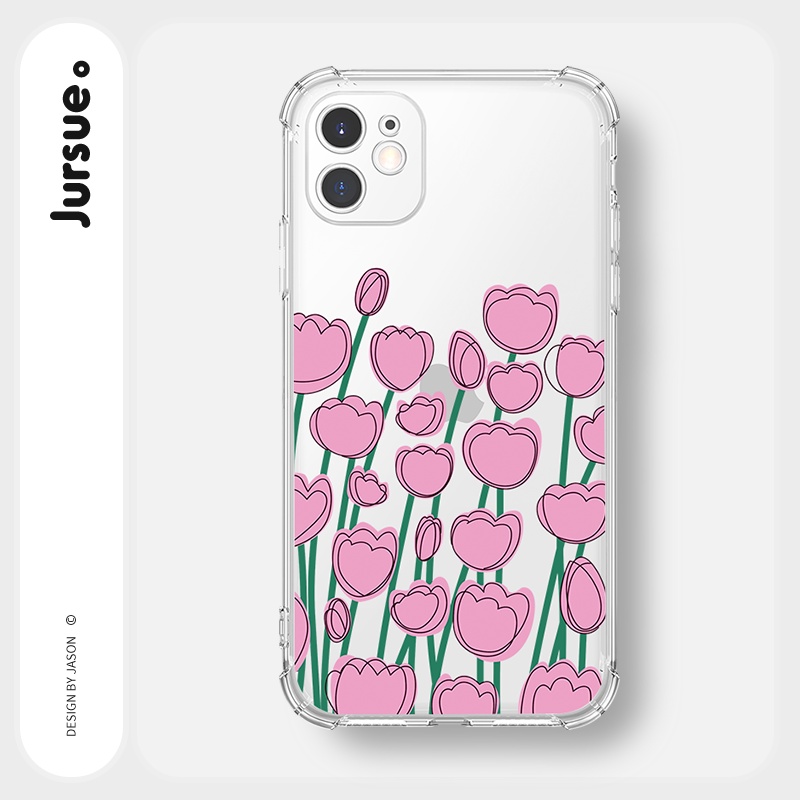 Ốp lưng JURSUE chống sốc mềm hình dễ thương đẹp cho iPhone 13 12 11 Pro Max SE 2020 X XR XS ip 8 7 6 6S Plus Y136