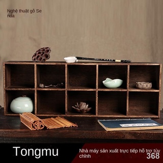 Gỗ rắn giá đỡ tách trà ấm trà cổ treo tường Duobaoge paulownia kệ gỗ treo tường trưng bày trưng bày nhỏ Bo kệ cổ