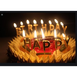 Nến chữ HAPPY BIRTHDAY nhũ bạc, nhũ vàng, size nến 2*2.7cm