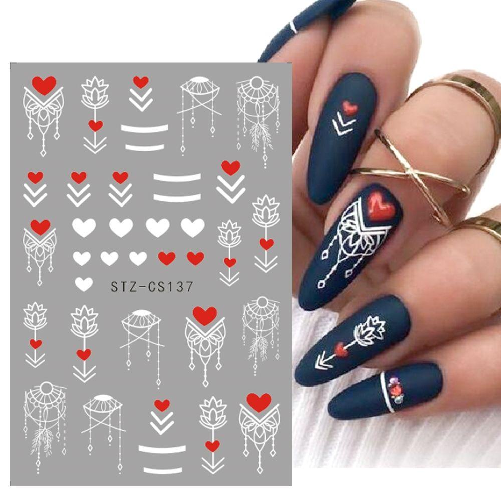 Hình Dán Trang Trí Móng Tay Màu Trắng Xanh Lá Kiểu Pháp