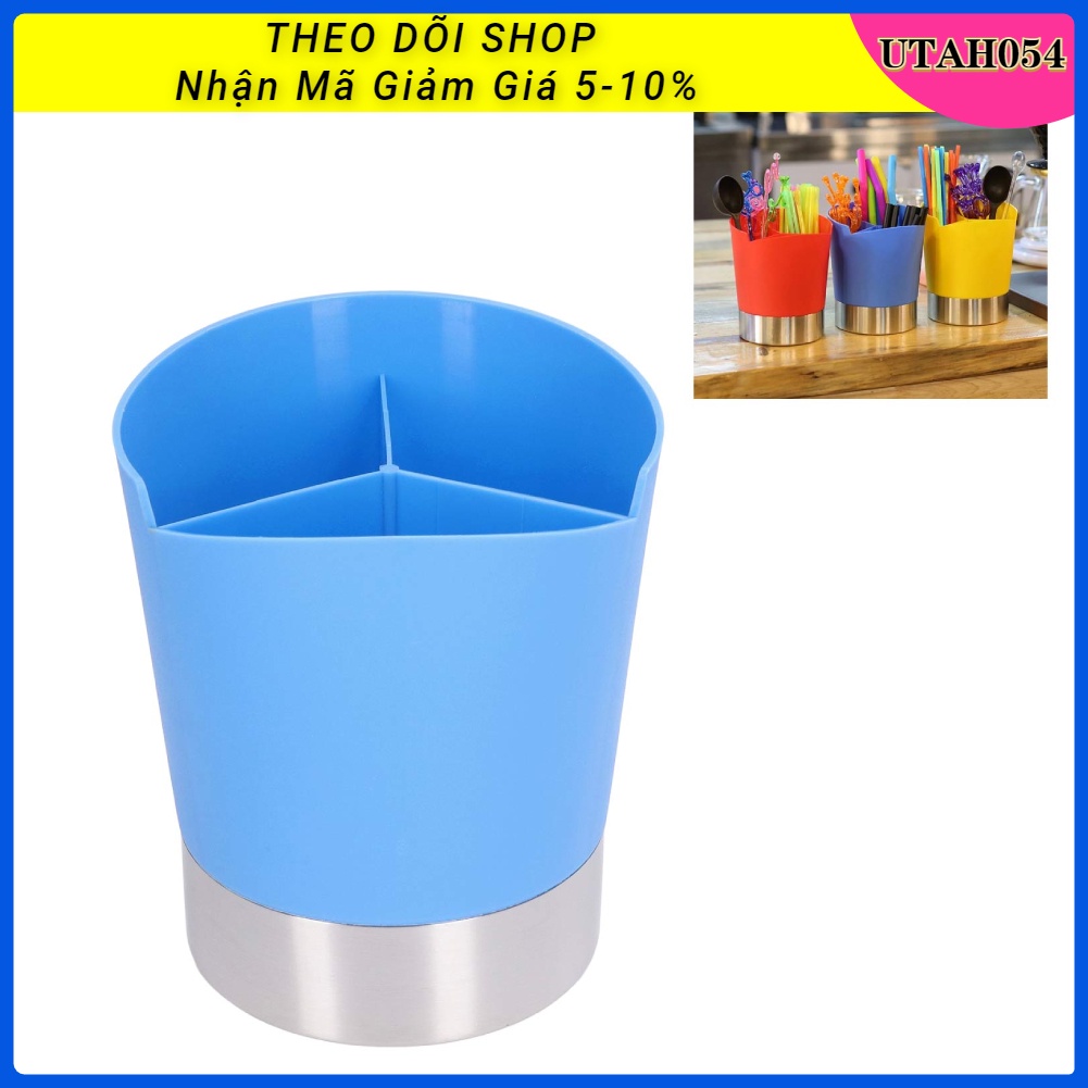 Hàng Sẵn Khay Đựng Ống Hút Tròn 3 Ngăn Màu xanh lam Bền chắc Ổn định cho nhà hàng quán bar【Utah054】