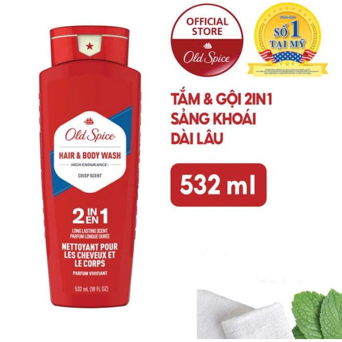 Tắm gội nam OLD SPICE High Endurance 2 in 1 532ml (Hàng Mỹ)