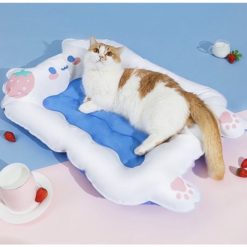 Đệm mát mùa hè cho thú cưng/ Đệm gel mát mèo dâu BECHON