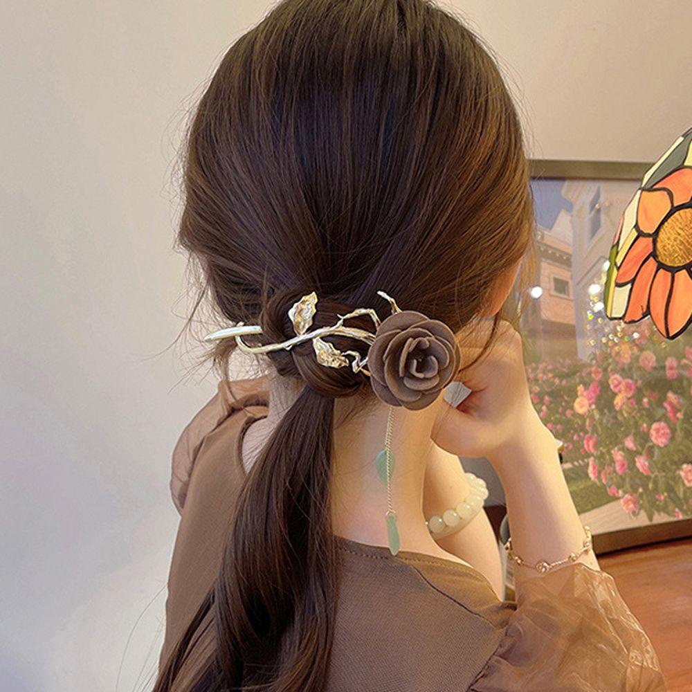 Kẹp Tóc Hình Cành Hoa Hồng Sang Trọng WMES15H